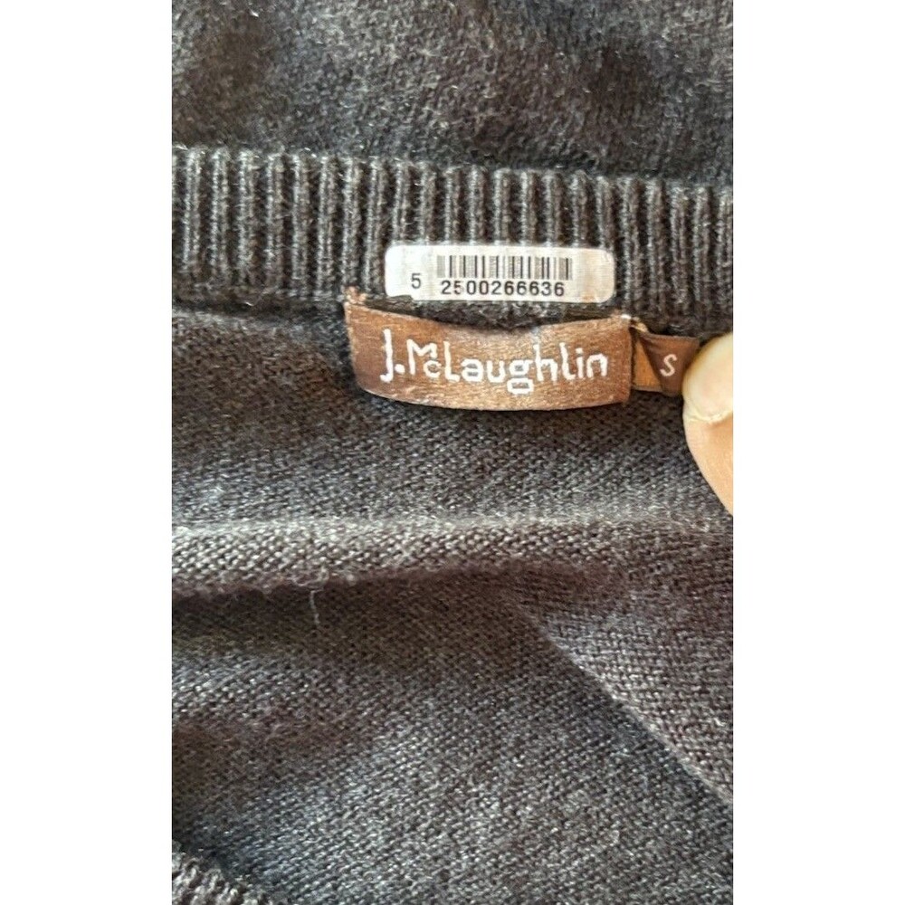 J. McLaughlin Milton Cashmere Blend Sweater Size Small Gray V-Neck Tight Knit - Picture 4 of 7